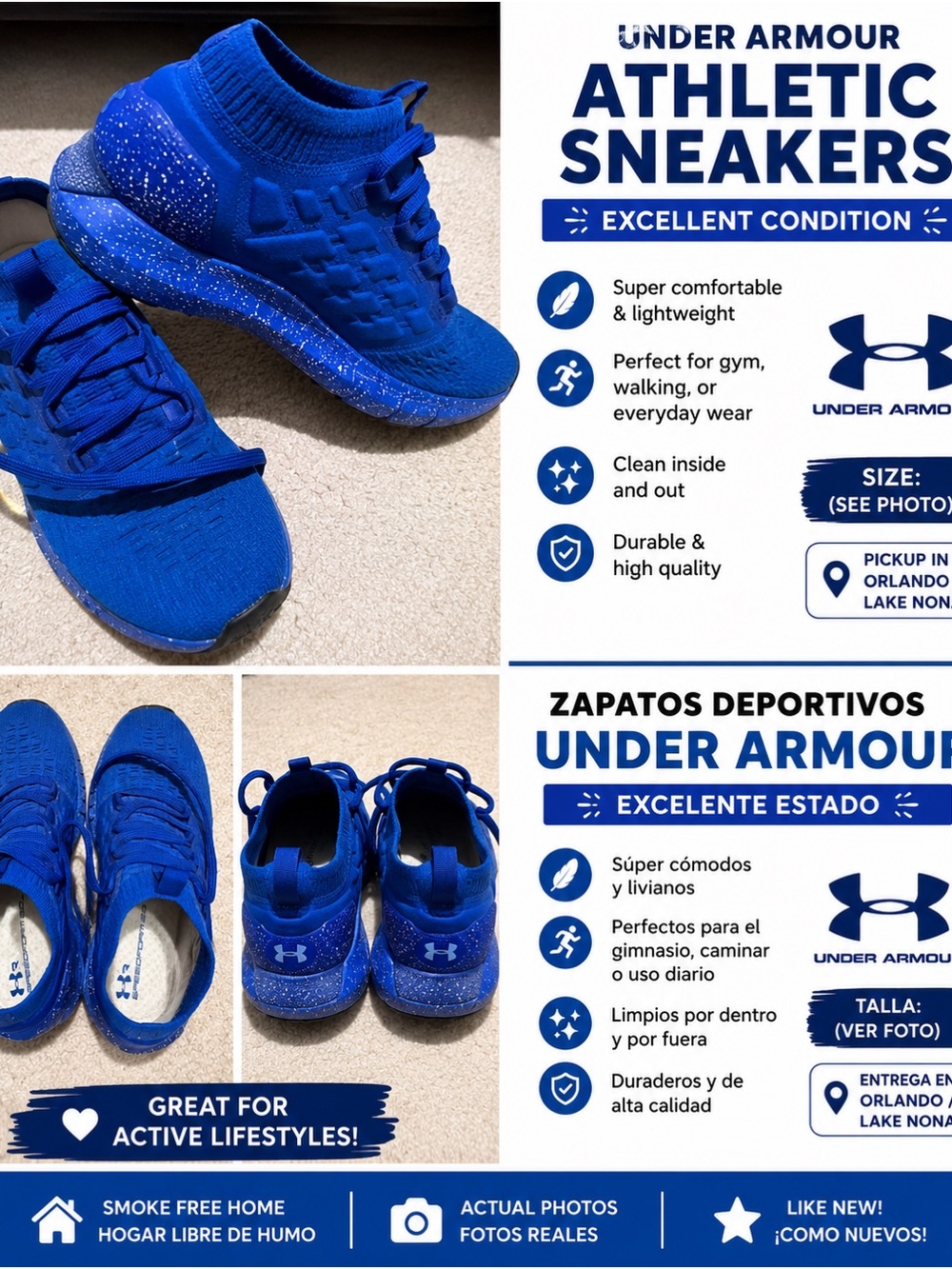 Under Armour Electric Blue Knit Running Shoes